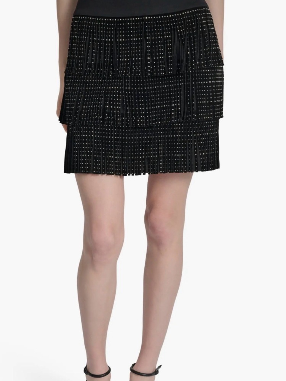 DKNY. Stud fringe miniskirt